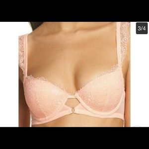 Sam Edelman flutter lace t shirt bra peach amber